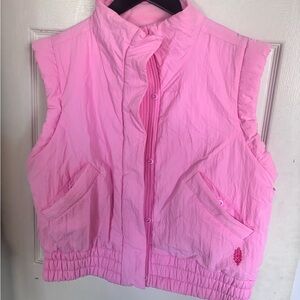 Free People Pink Quilted Sleeveless Vest